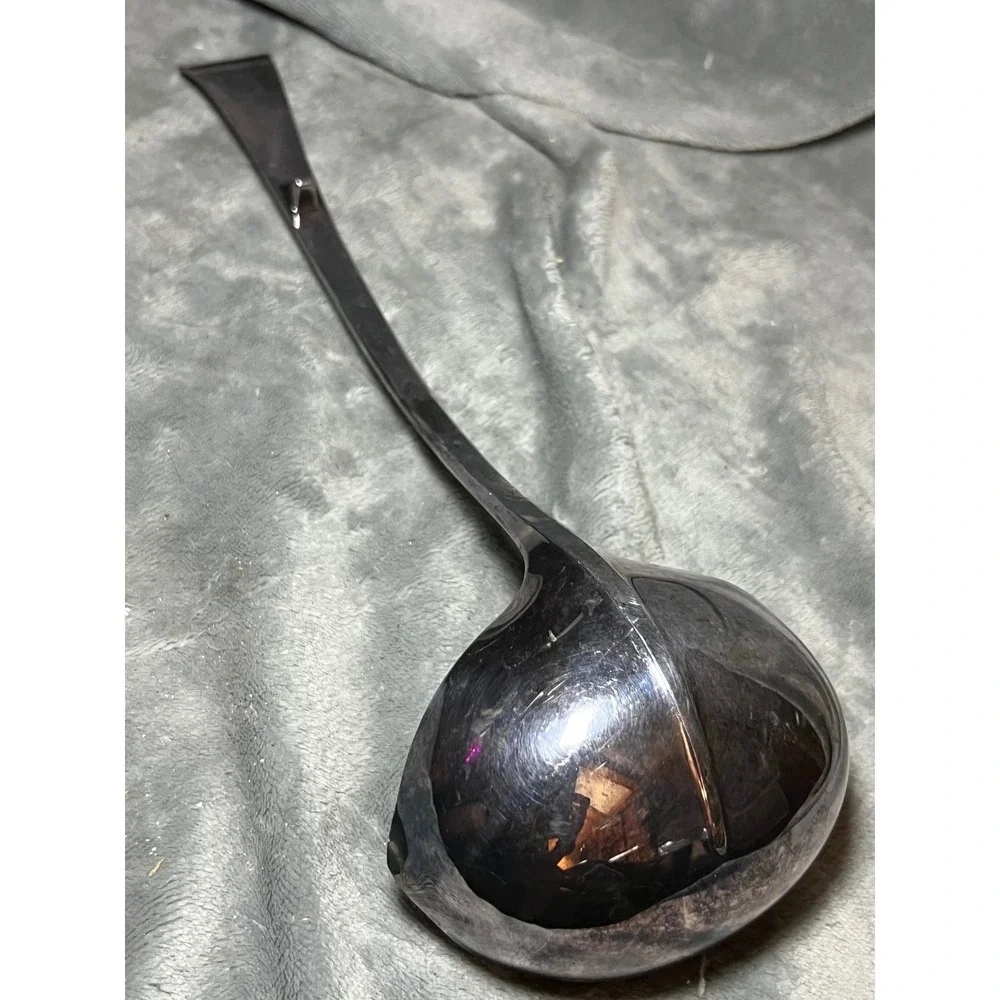 Vintage Silver Plated Ladle Made in Italy with Side Pour Spout and Pot Hook 14